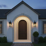 Pembroke Small Outdoor Wall Light 20", Textured Black for Transitional home with White Stucco
