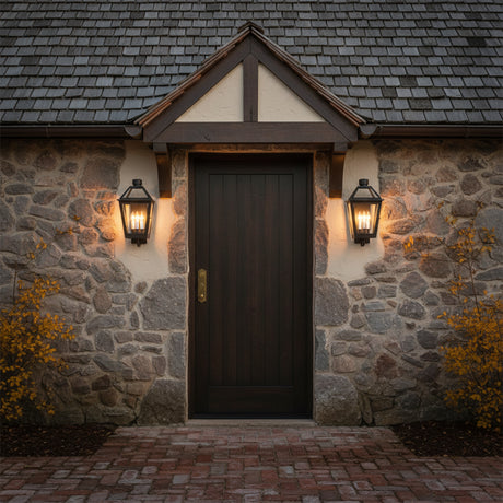 Fairmont Medium Outdoor Wall Light 20", Textured Black for Traditional home with Stone Siding