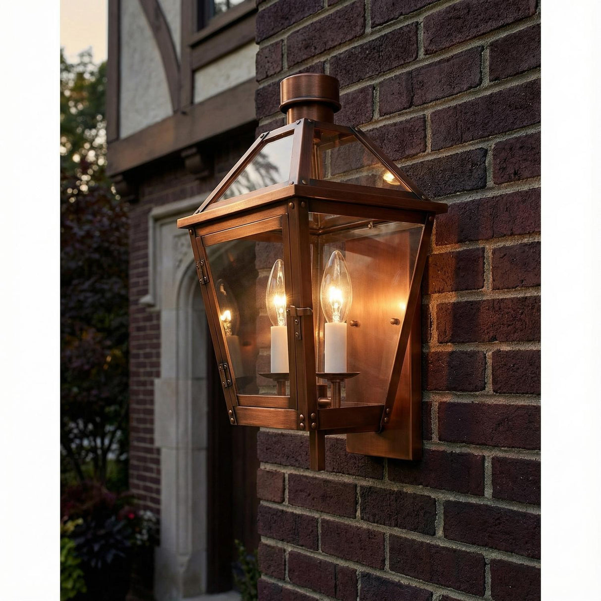 Fairmont Small Outdoor Wall Light 16", Copper for Traditional home with Dark Brick