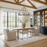 Bernard Medium Ring Chandelier 34", Aged Steel for Modern Farmhouse home with White Siding