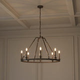 Bernard Medium Ring Chandelier 34", Aged Steel