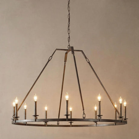 Bernard Large Ring Chandelier 48", Aged Steel
