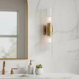 Barclay 2 Light Wall Sconce 20" for Modern home with White Marble