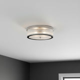 Barclay Flush Mount 14, Polished Nickel for Modern home with Gray walls