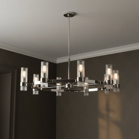 Barclay Large Chandelier 42" for Modern home with Dark Gray Wallpaper