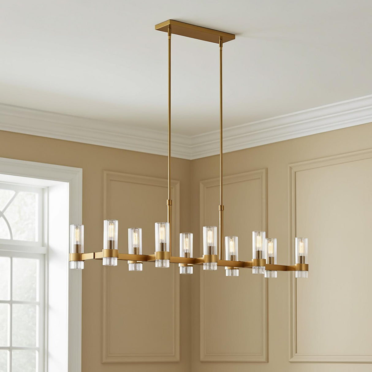 Barclay Linear Chandelier 50", Modern Brass