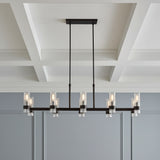 Barclay Linear Chandelier 50", Aged Iron for Modern home with Gray Walls
