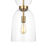 Matilda Small Pendant 9", Modern Brass and Clear Glass