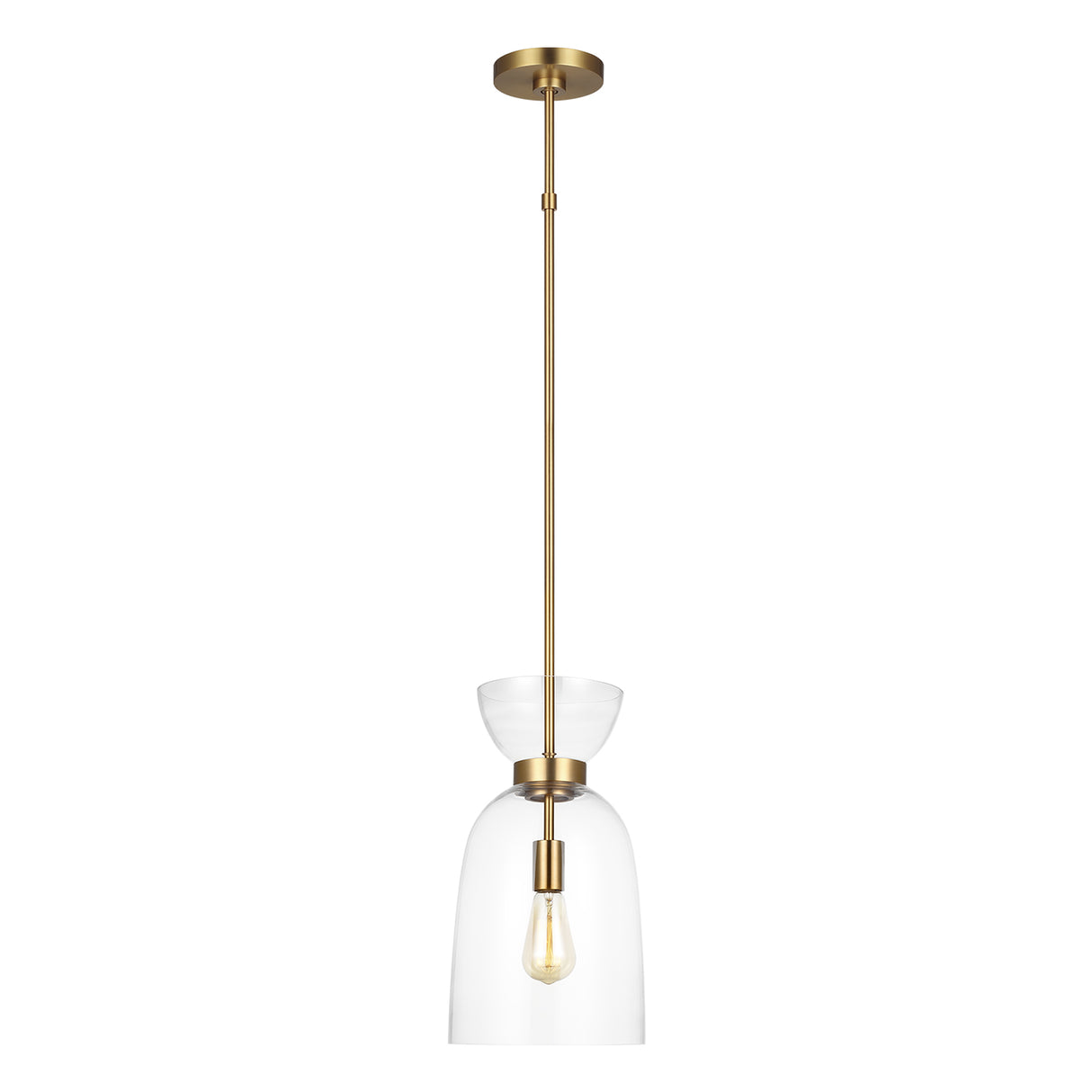 Matilda Small Pendant 9", Modern Brass and Clear Glass