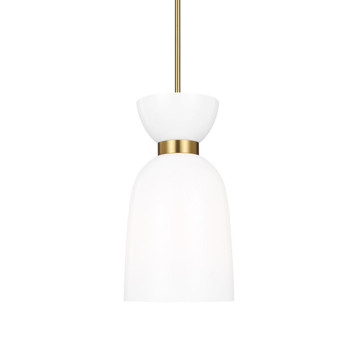 Matilda Small Pendant 9", Modern Brass and Milk Glass