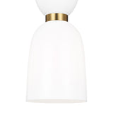 Matilda Small Pendant 9", Modern Brass and Milk Glass