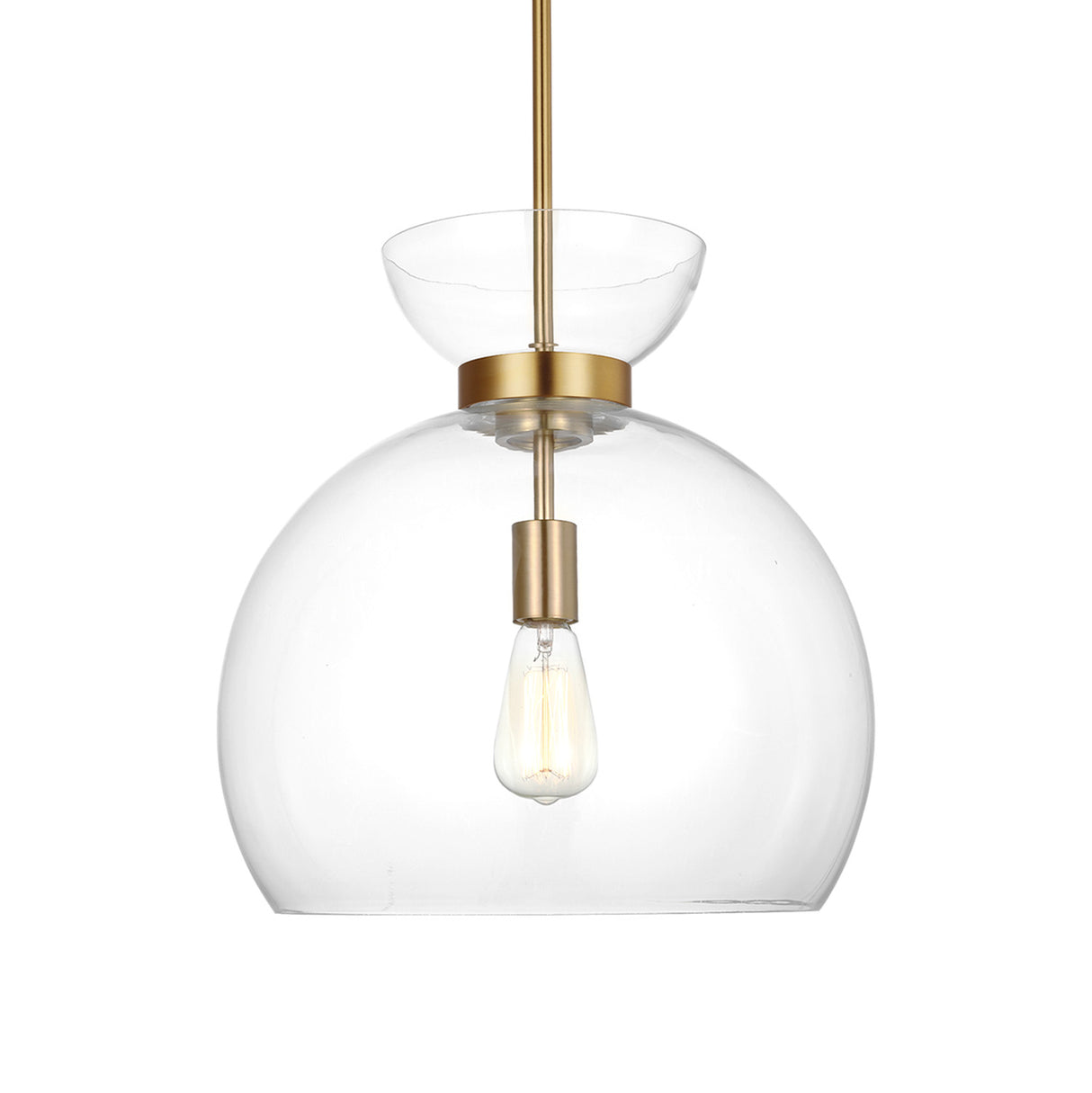 Matilda Medium Pendant 16", Modern Brass and Clear Glass