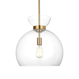 Matilda Medium Pendant 16", Modern Brass and Clear Glass