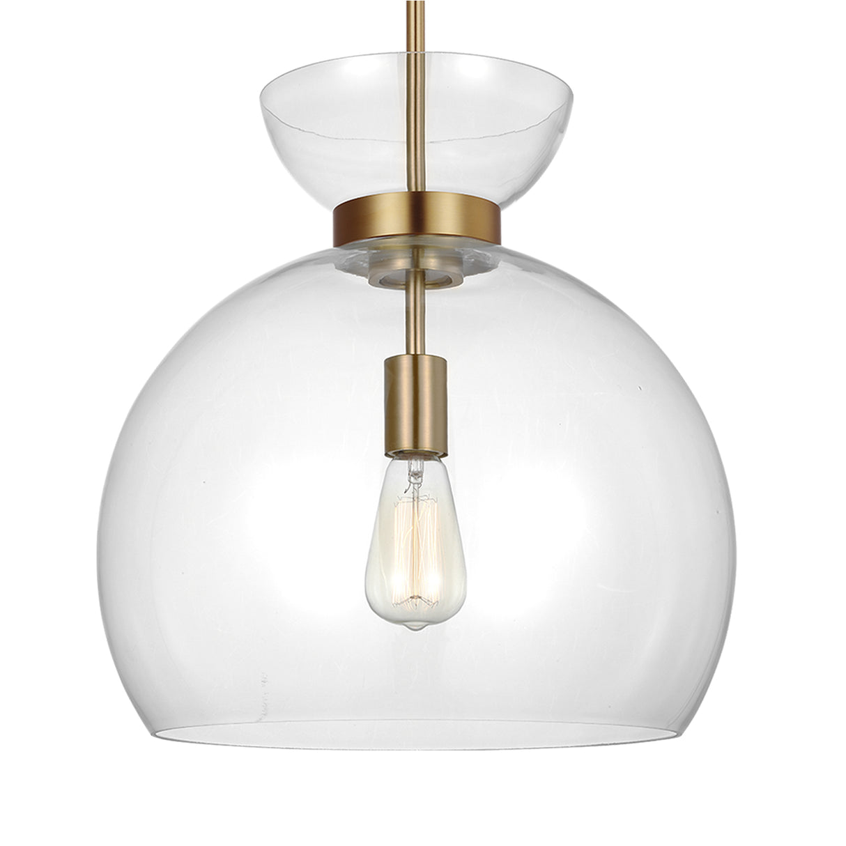Matilda Medium Pendant 16", Modern Brass and Clear Glass