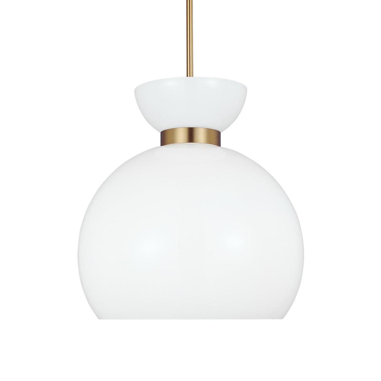 Matilda Medium Pendant 16", Modern Brass and Milk Glass