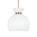 Matilda Medium Pendant 16", Modern Brass and Milk Glass