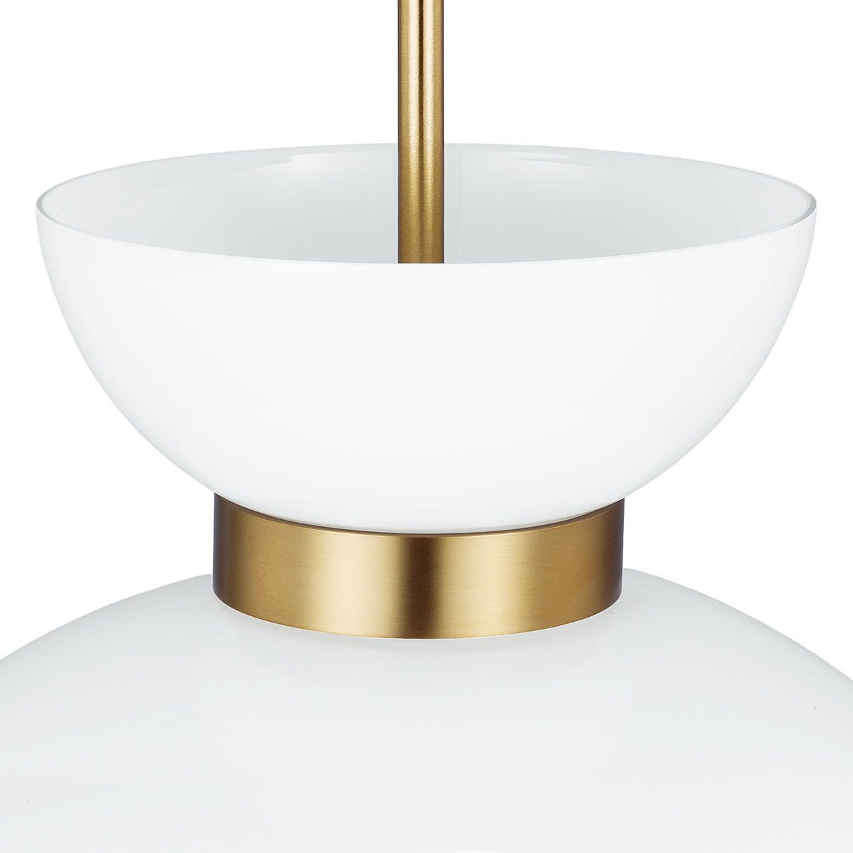 Matilda Medium Pendant 16", Modern Brass and Milk Glass