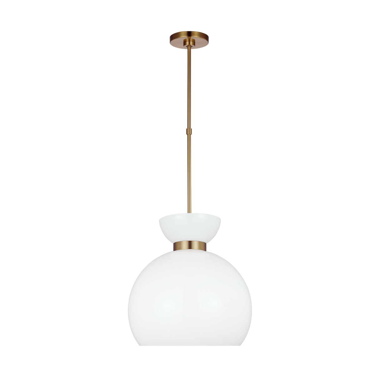 Matilda Medium Pendant 16", Modern Brass and Milk Glass