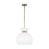 Matilda Medium Pendant 16", Modern Brass and Milk Glass