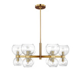 Matilda Small Chandelier 28", Modern Brass and Clear Glass