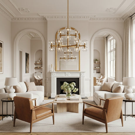 Matilda Medium Two-Tier Chandelier 36" for Modern home with White Walls