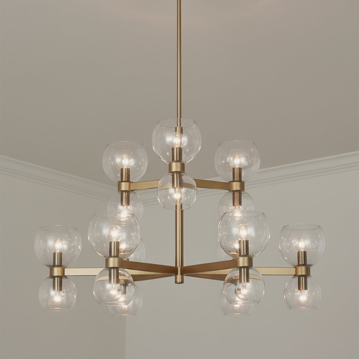 Matilda Medium Two-Tier Chandelier 36" for Modern home with White Walls