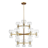 Matilda Large Three-Tier Chandelier 36", Modern Brass and Clear Glass