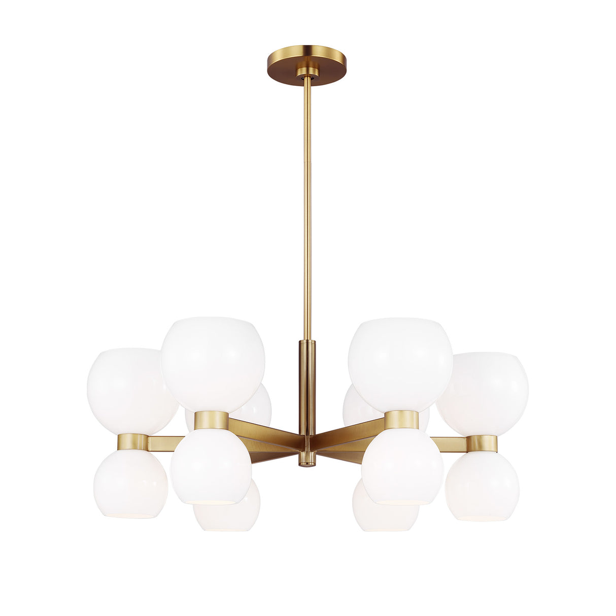 Matilda Small Chandelier 28", Modern Brass and Milk Glass