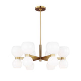Matilda Small Chandelier 28", Modern Brass and Milk Glass