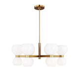 Matilda Small Chandelier 28", Modern Brass and Milk Glass