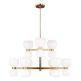 Matilda Medium Two-Tier Chandelier 36", Modern Brass and Milk Glass