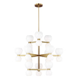 Matilda Large Three-Tier Chandelier 36", Modern Brass and Milk Glass