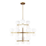 Matilda Large Three-Tier Chandelier 36", Modern Brass and Milk Glass