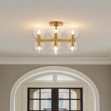 Matilda Semi-Flush 20", Modern Brass and Clear Glass