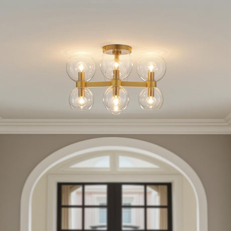 Matilda Semi-Flush 20", Modern Brass and Clear Glass