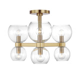Matilda Semi-Flush 20", Modern Brass and Clear Glass