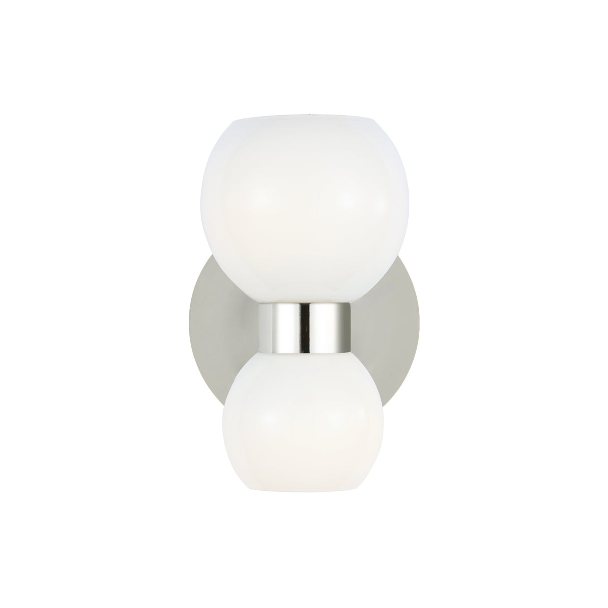 Matilda Wall Sconce 8", Polished Nickel and Milk Glass