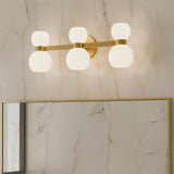 Matilda 3 Light Vanity, Modern Brass and Milk Glass