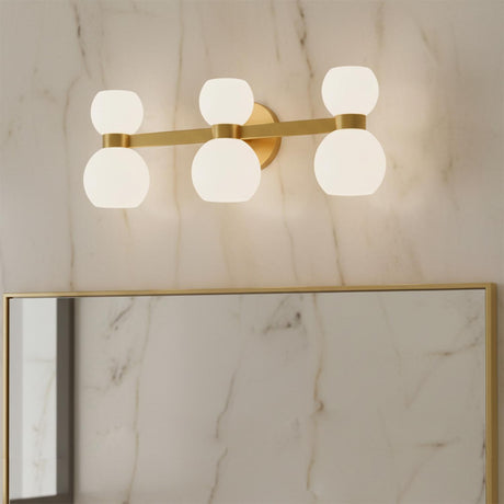 Matilda 3 Light Vanity, Modern Brass and Milk Glass