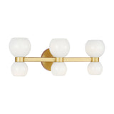 Matilda 3 Light Vanity, Modern Brass and Milk Glass