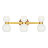 Matilda 3 Light Vanity, Modern Brass and Milk Glass