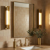 Robin Small LED Vanity 17" Modern Brass for Modern home with Beige Tile