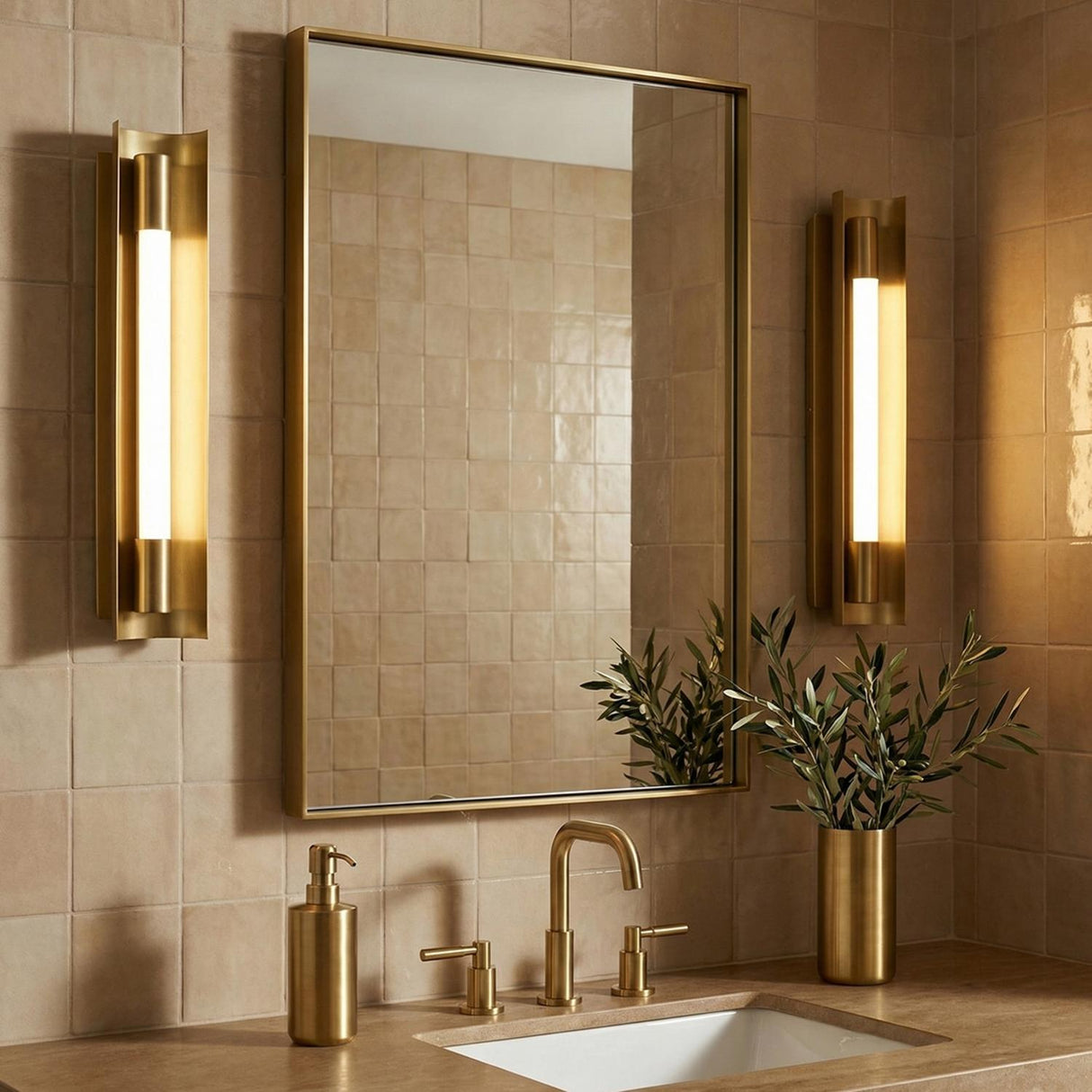 Robin Small LED Vanity 17", Modern Brass