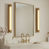 Robin Extra Large LED Vanity 36", Modern Brass for Modern home with Beige Siding