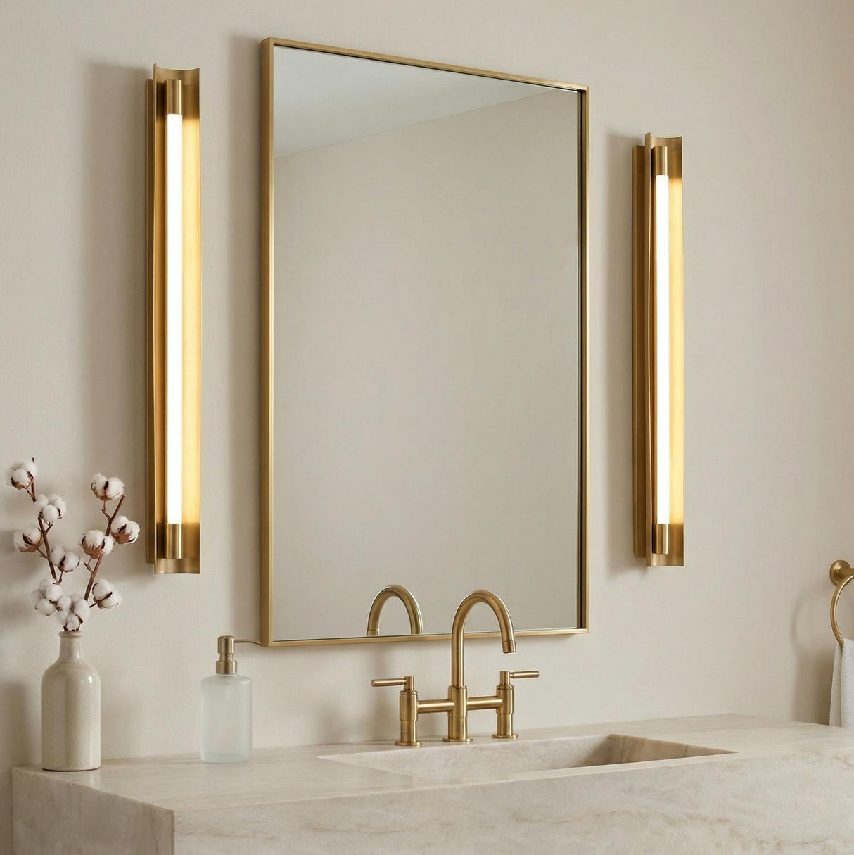 Robin Extra Large LED Vanity 36", Modern Brass