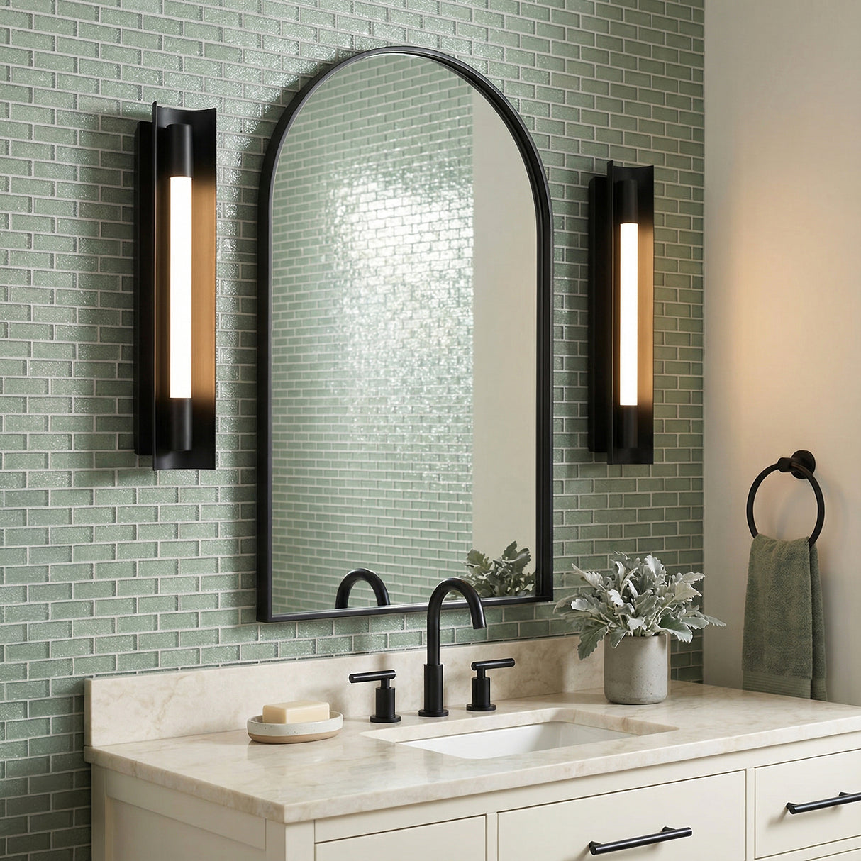Robin Small LED Vanity 17" for Modern home with Matte Black Siding