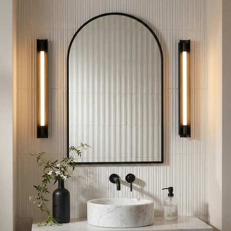 Robin Large LED Vanity 28", Matte Black for Modern home with White Tile