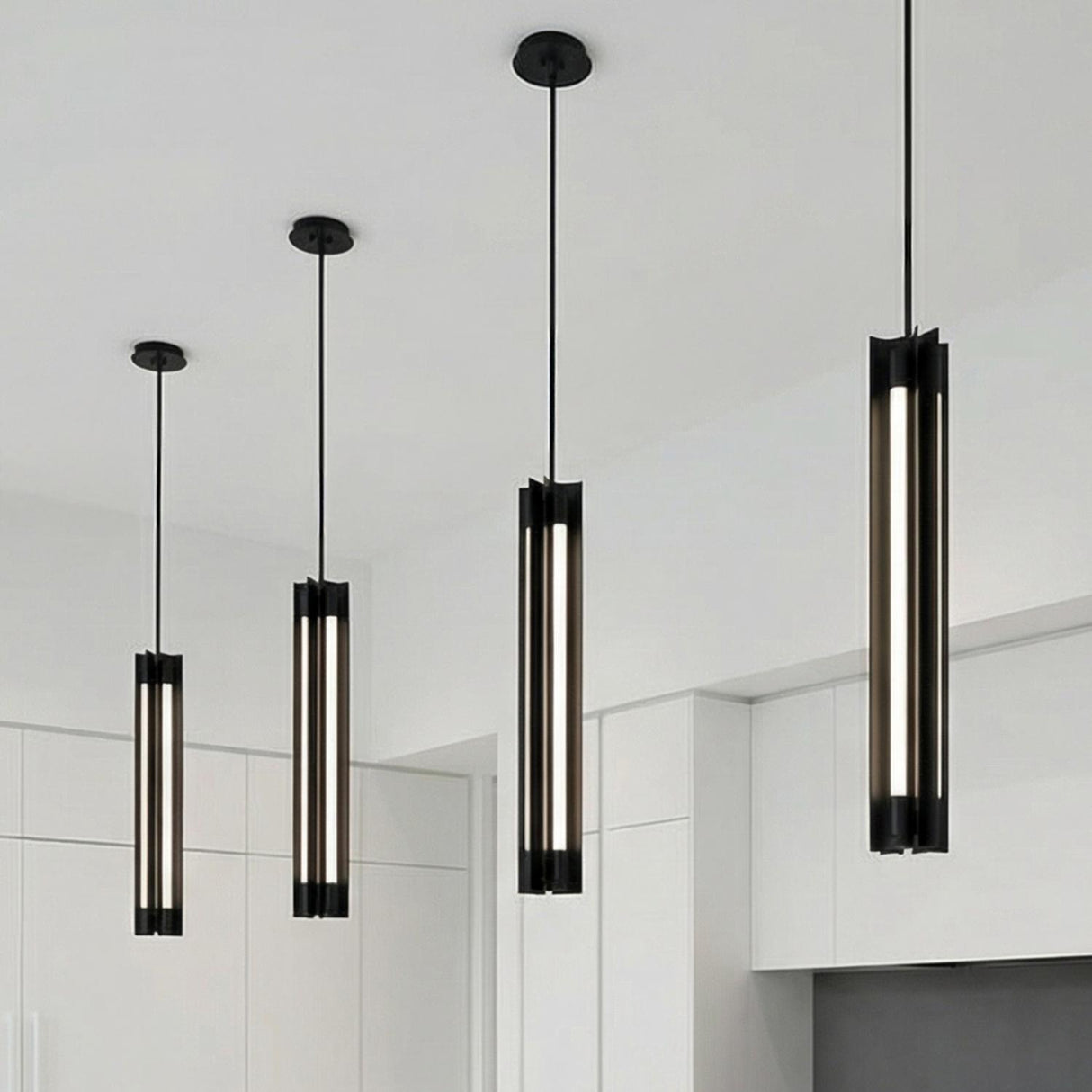 Robin Slim 4 Light LED Pendant 5", Matte Black