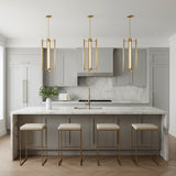 Robin Elongated 4 Light LED Pendant 16", Modern Brass - Kitchen island with three pendants