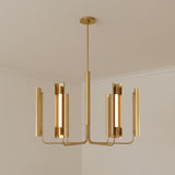 Robin 6 Light LED Chandelier 36", Modern Brass for Modern home with White Walls